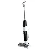 A Bissell floor cleaning device with a sleek design, featuring a handle and display, dual tanks, and a rotating brush for efficient cleaning.