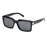 Black rectangular sunglasses with dark lenses and \“MCM\“ branding on the temples.