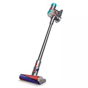 Cordless stick vacuum cleaner with a cyclone technology system and a detachable handheld unit.