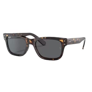Ray-Ban Burbank Sunglasses feature a square frame with a tortoiseshell pattern and dark lenses, combining classic style with a modern touch.