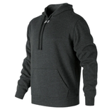 Dark gray hooded sweatshirt with a front kangaroo pocket and adjustable drawstrings.