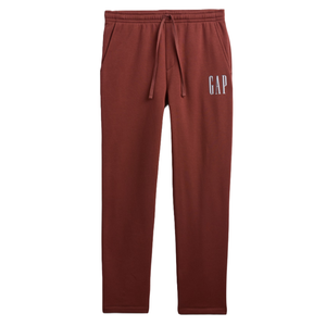 Maroon joggers with a drawstring waistband and the GAP logo on the upper left side.