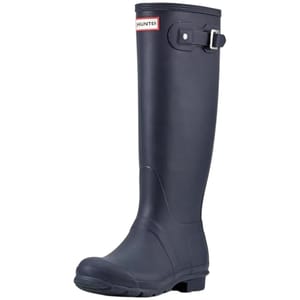 Hunter Original Tall Women's Rain Boots, featuring a sleek matte finish with an adjustable strap and buckle near the top, designed for waterproof protection and comfort.