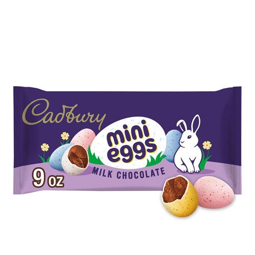 A bag of mini Cadbury chocolate eggs.