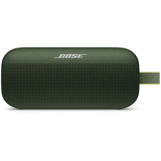 A dark green Bose portable Bluetooth speaker.