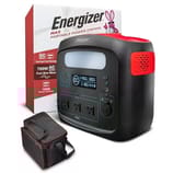 Energizer Max portable power station with 700W AC output and 100W USB-C Power Delivery, featuring dual input fast recharge. Includes a carrying case.