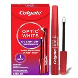 Colgate Optic White Overnight Whitening Pen, designed to provide visibly whiter teeth in one week with an enamel-safe, no-sensitivity formula. Includes 0.08 fl oz for 21 nightly treatments.