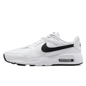 Nike Men’s Air Max SC Shoes feature a white mesh and synthetic upper with a black Swoosh, visible Air unit in the heel, and a rubber outsole for traction. Designed for style and comfort.