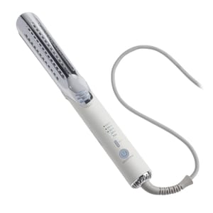 The Conair 2-in-1 Curler and Straightener is a versatile hair styling tool featuring a sleek white design, temperature settings ranging from 285°F to 400°F, and an easy-to-use power button with a cord for convenience.