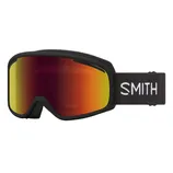 Ski goggles with a red-orange gradient lens and black frame. The strap is black with the brand name \“SMITH\“ in white lettering.