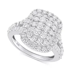 A sparkling 2-carat Forever Grown diamond ring featuring a rectangular cluster design with multiple rows of round diamonds set in sterling silver (stamped 925).