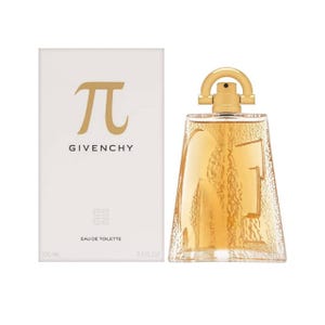 Givenchy Pi Eau de Toilette, 100 ml (3.3 fl oz), featuring a distinctively shaped bottle and packaging with the Givenchy logo.