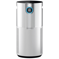 Shark air purifier with Clean Sense IQ technology, featuring a digital display showing 100% clean air.
