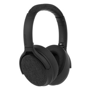 Over-ear active noise-canceling headphones with a sleek black design, padded adjustable headband, and textured ear cups for comfort.