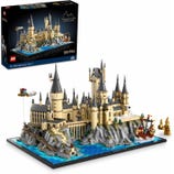 LEGO set of Hogwarts Castle and Grounds featuring detailed architecture, turrets, and surrounding landscape from the Harry Potter series, with 2660 pieces suitable for ages 18+.
