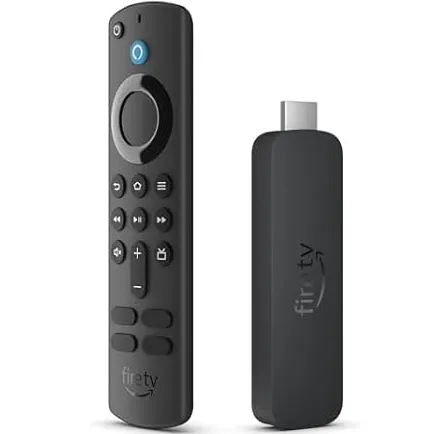 Amazon Fire TV Stick and Alexa Voice Remote with Bluetooth connectivity and HDMI output.