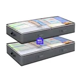 Two gray storage bags are shown, each with a transparent top and handles. They are labeled as a 90-liter capacity, two-pack set.