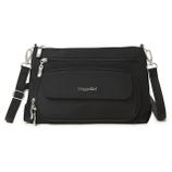The Baggallini Original Everyday Bag is a compact, black crossbody bag featuring multiple zippered pockets and an adjustable strap. It's designed for organization and convenience, with a front flap pocket for easy access to essentials.