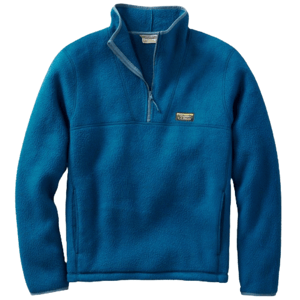 Blue L.L.Bean Katahdin quarter-zip fleece pullover with a stand-up collar and a small chest patch logo. Designed for warmth and casual wear.
