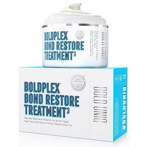 Boldplex Bond Restore Treatment, a hair care product promising to rebuild, restore, and protect all hair types; it's vegan, not tested on animals, and free from parabens and sulfates.