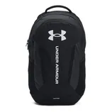 A black Under Armour backpack featuring the brand logo and name vertically on the front.