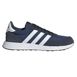 A blue and white Adidas sneaker with three white stripes on the side and a white sole, featuring a classic low-top design.
