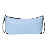 A light blue Kate Spade New York shoulder bag with a pebbled texture and a slim, rectangular shape.