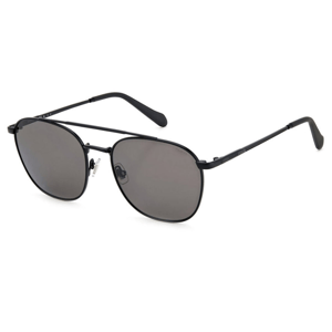 Black aviator-style sunglasses with slim metal frames and polarized lenses. They feature straight arms with angled tips and adjustable nose pads for comfort.