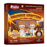 Playz Volcanic Eruption & Lava Lab is a STEM educational kit for ages 8+, featuring 22+ tools and ingredients for activities like making lava bombs, eruptions, and mineral pools.