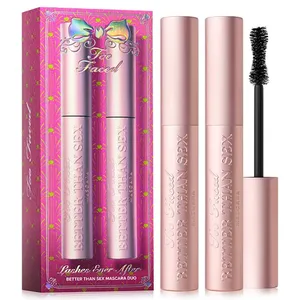 Too Faced \“Better Than Sex\“ mascara set featuring two pink tubes and a decorative box with butterflies.