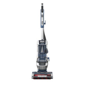Shark Stratos upright vacuum cleaner with a transparent dustbin and a red and black brush roll.