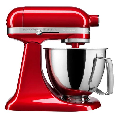 a red KitchenAid stand mixer