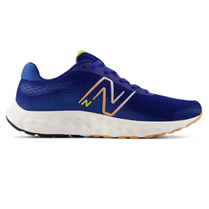 New Balance Women's 520 V8 Shoes are blue athletic sneakers with a cushioned white sole, featuring the signature \“N\“ logo in a contrasting color on the side.