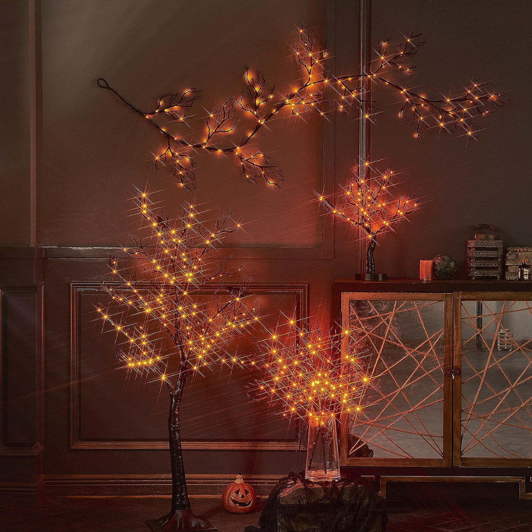 Garland with 120-Count Orange Lights