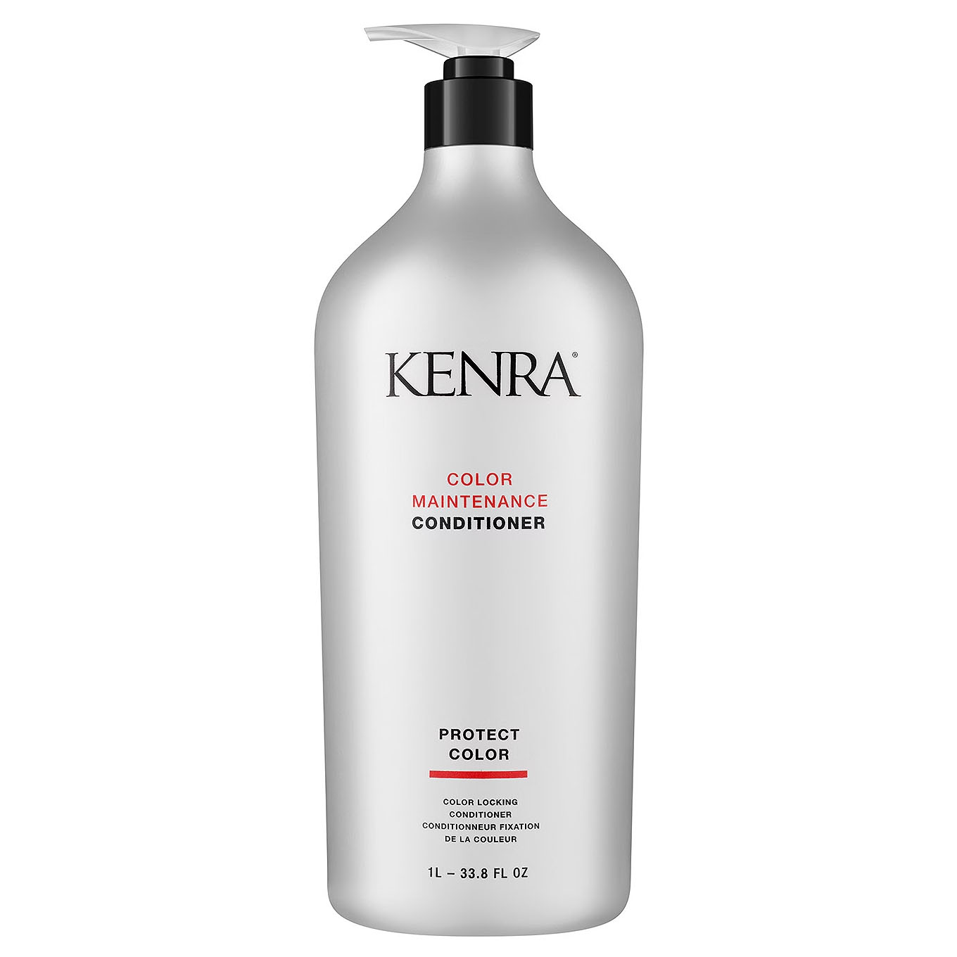 Kenra Color Maintenance Conditioner is a 1-liter bottle designed to protect and lock in hair color. It helps maintain vibrant color with a focus on color preservation.