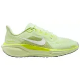 A neon green Nike sneaker featuring a mesh upper for breathability, a white swoosh logo, and a cushioned sole designed for comfort and athletic performance.