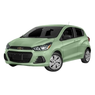 A green compact hatchback car on a black background, likely a Chevrolet model.