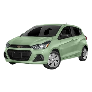 A green compact hatchback car on a black background, likely a Chevrolet model.