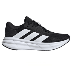Black and white Adidas running shoe with Cloudfoam cushioning and signature three-stripe design.