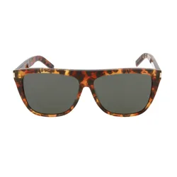 Sunglasses with a tortoiseshell-patterned frame and dark lenses, featuring a classic square shape.
