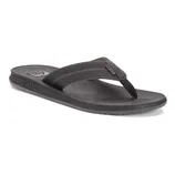 Reef Men's Bottle-Opener Sandals are black flip-flops featuring a comfortable footbed and a unique bottle opener integrated into the sole, ideal for beach or casual wear.