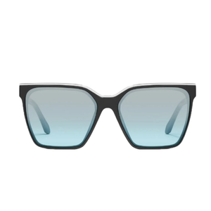 Quay Level Up 60mm Square Sunglasses feature a bold black square frame with gradient blue lenses, offering a modern and stylish look.
