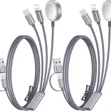 Two braided charging cables, each with multiple connectors, including USB and magnetic chargers, designed for compatibility with various devices.