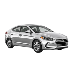A silver Hyundai Elantra sedan with alloy wheels and a sleek design, viewed from the front-right angle.