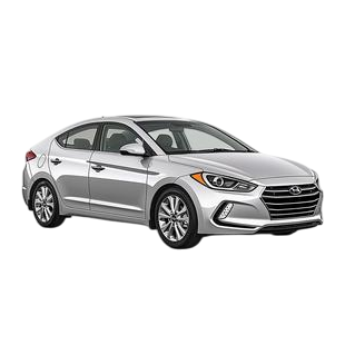 A silver Hyundai Elantra sedan with alloy wheels and a sleek design, viewed from the front-right angle.