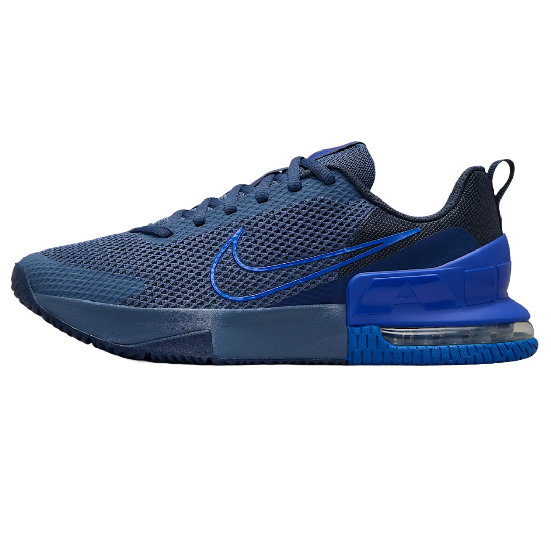 Nike Air Max Alpha Shoes feature a blue mesh upper with reinforced overlays, a visible Air Max unit in the heel for cushioning, and a blue outsole. Designed for comfort and support during workouts.