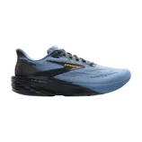 Blue Brooks Launch running shoe with a gradient design, featuring a black sole and orange brand logo.