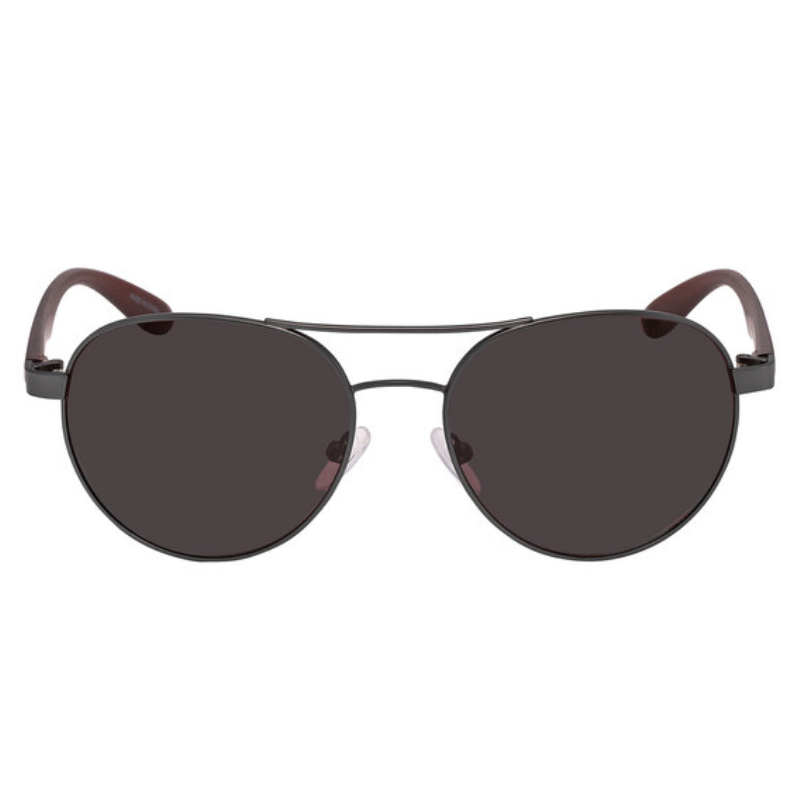 Black aviator sunglasses with dark lenses and a thin double bridge design.