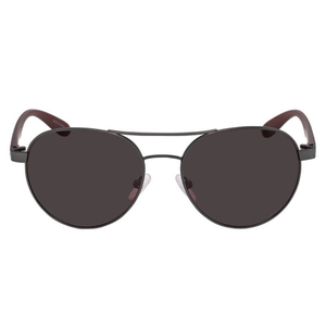 Black aviator sunglasses with dark lenses and a thin double bridge design.