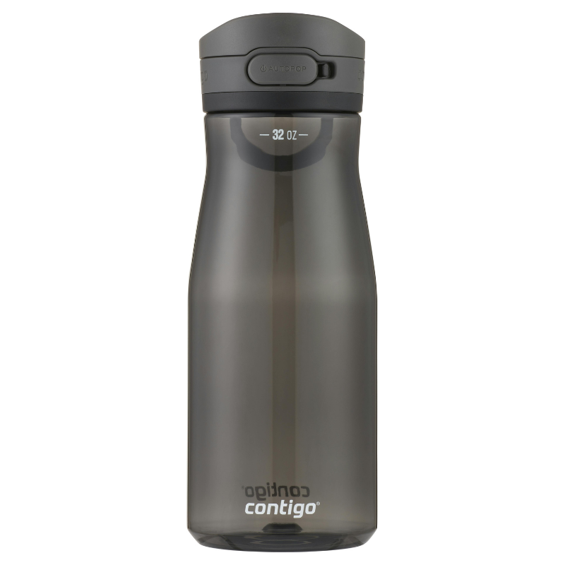 Contigo water bottle, 32 oz capacity, with a black Autoseal lid and a sleek, translucent design.